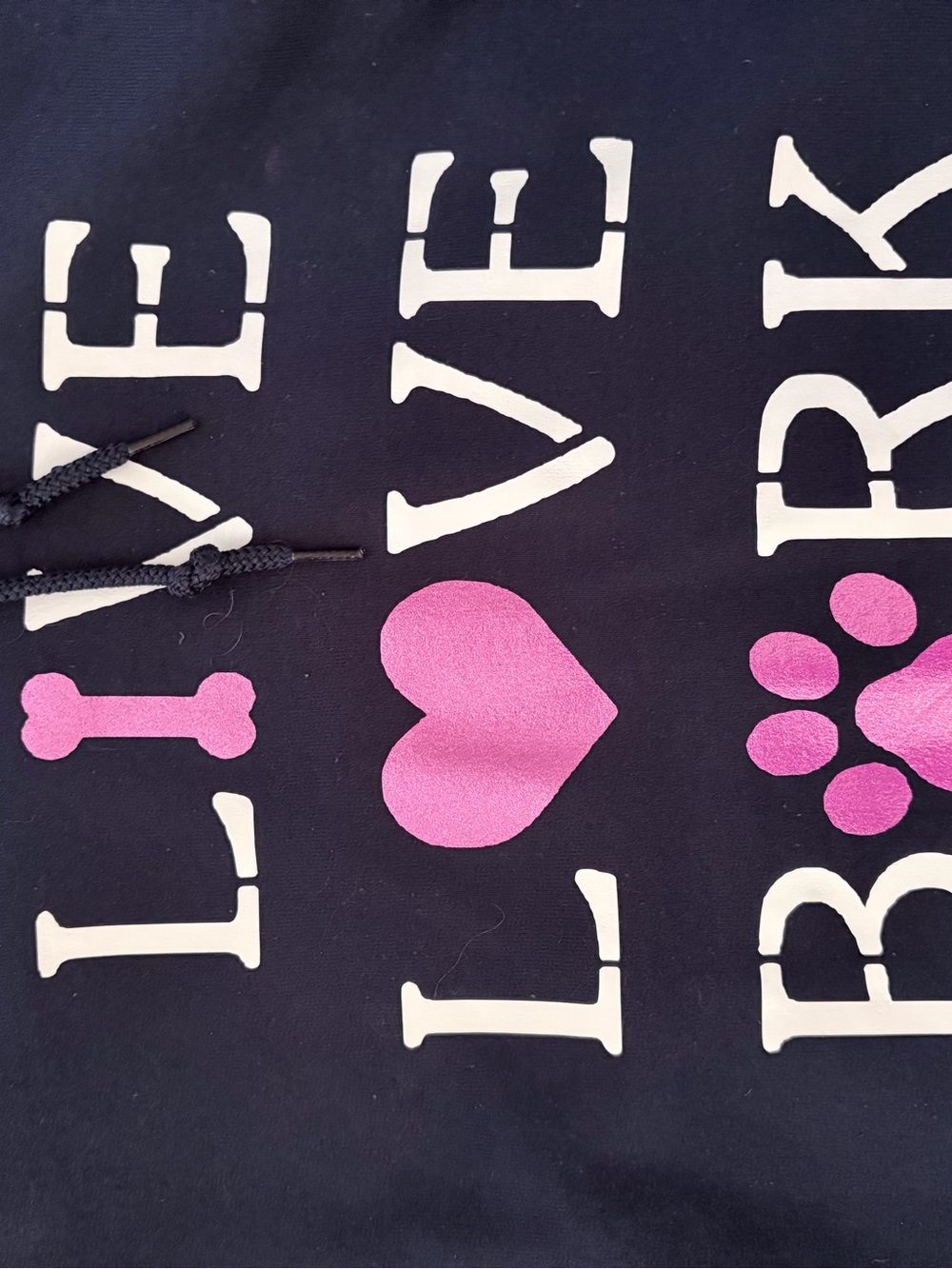 Custom made Live Love Bark Navy Hoodie - Dog Lover Hoodie XXL - Picture 4 of 4